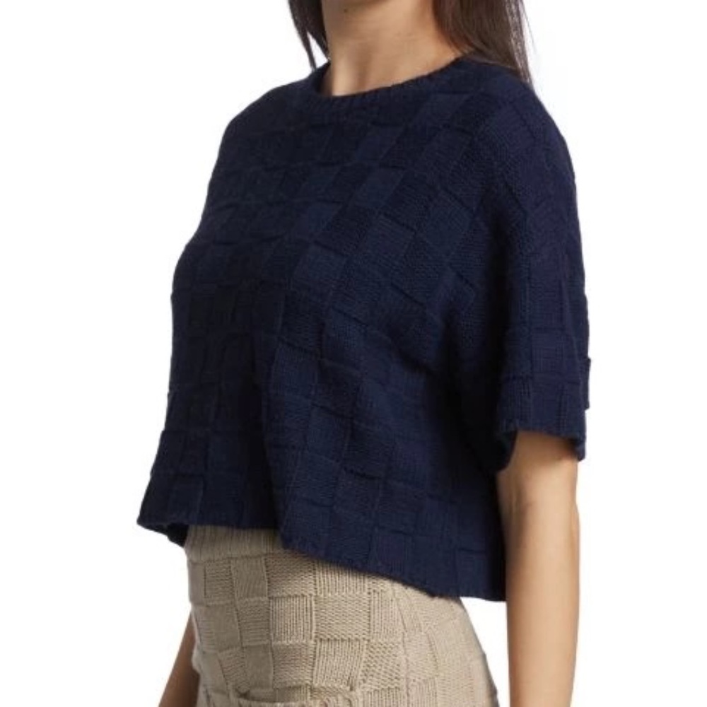 Stand basketweave cropped sweater